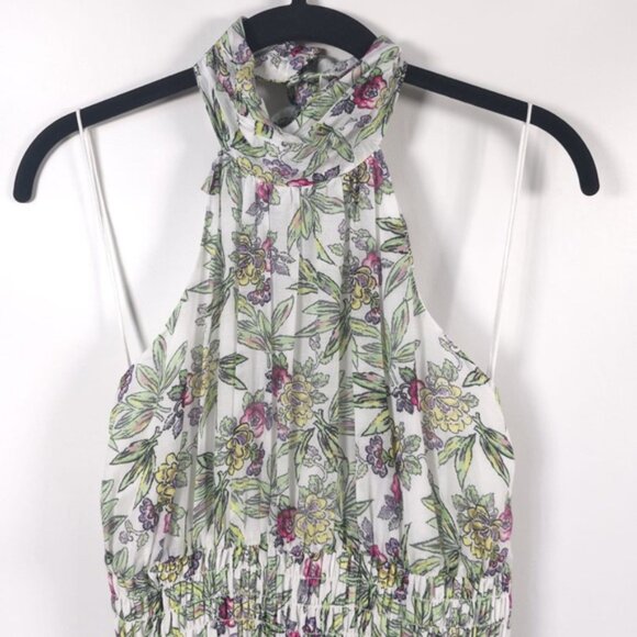 NWT cinq a sept SILK Blend Dover Halter Neck Midi Dress Smocked Waist Size 6 - Picture 6 of 16